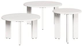 Dohányzóasztal 3 pcs Fehér 47.5 x 47.5 x 27 cm Tömör fenyőfa