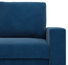 Zeus sarokkanapé, 2 ágyneműtartóval, egyenes kartámasz, kordbársony, univerzális oldal, bonell töltet, kék