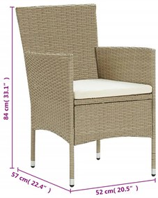 11 részes bézs kerti polyrattan étkezőgarnitúra