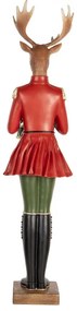 Clara Deerbell piros ruhás szarvas dobbal vintage karácsonyi dekor figura 77 cm