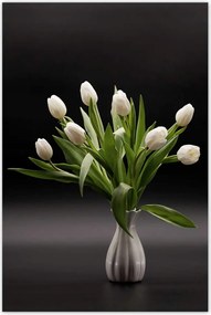 Poszterek 80x120 Fehér tulipánok vázában