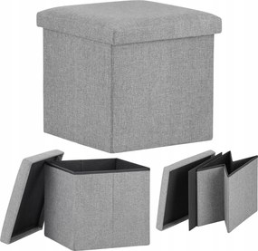 Kárpitozott puff tárolórekesszel, összecsukható paddal, 38x38x38 cm Kényelmes L szürke