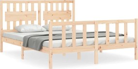 vidaXL tömör fa ágykeret fejtámlával King Size