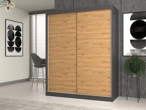 Aldabra IGA 160 B tolóajtós gardróbszekrény 120x61x200, sima, antracit- tölgy