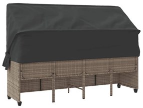 világosszürke polyrattan napozóágy tetővel és párnával