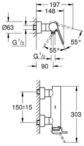 GROHE 33577003 - PLUS zuhanycsaptelep DN 15, fényes króm