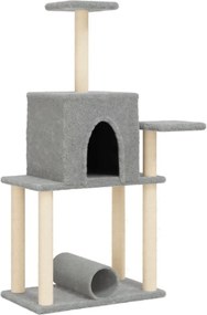 vidaXL világosszürke macskabútor szizál kaparófákkal 122 cm