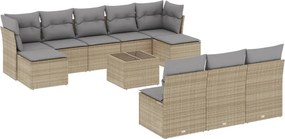 vidaXL 11 részes bézs polyrattan kerti ülőgarnitúra párnákkal
