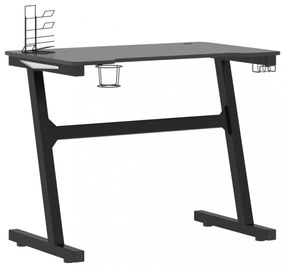 fekete LED-es Z-lábú gamer asztal 90 x 60 x 75 cm