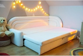 Krémszínű buklé kinyitható-tárolóhelyes kanapé bal oldali 223 cm Fabillo – ELTAP