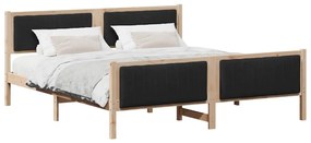 Ágykeret fejtámlával Barna és fekete 180 x 200 cm Tömör fenyőfa