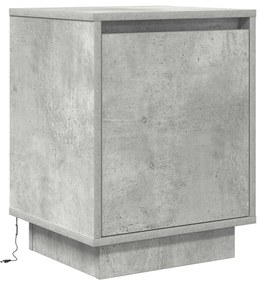 2 db betonszürke éjjeliszekrény LED-fényekkel 38x34x50 cm