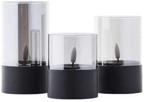 Brilliant - 3 darabos BOUGIE LED gyertya szett LED/2xAA IP44, fekete/füstszínű