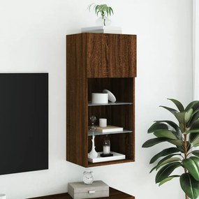 barna tölgyszínű TV-szekrény LED-lámpákkal 40,5x30x90 cm