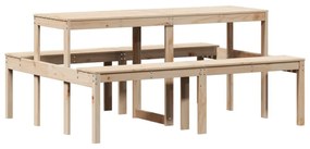 tömör fenyőfa piknik asztal 160x134x75 cm