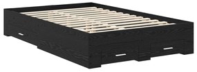 vidaXL Ágykeret fejtámlával fiókkal Fekete tölgy 120 x 190 cm Faanyag
