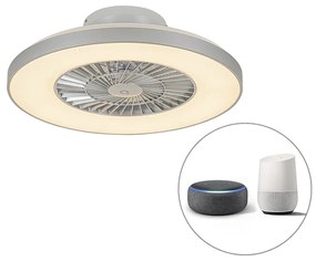 Okos mennyezeti ventilátor ezüst színben, csillaghatással, fényerőszabályozóval - Climo