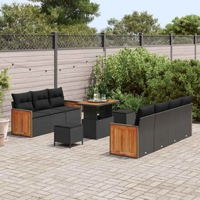 Kerti Kanapé Szett 10 pcs Fekete 90 x 55 x 71 cm polirattan