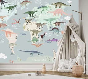 Gario Fotótapéta Dinoszauruszok pasztell térképe Anyag: Vlies, Méret: 100 x 70 cm