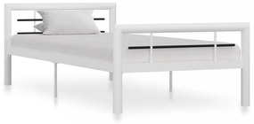 fehér és fekete fém ágykeret 100 x 200 cm