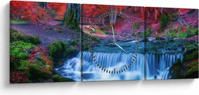 Kép Vízesés egy vörös erdőben (órával) (90x30 cm)