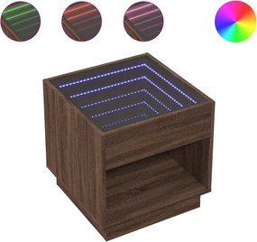 vidaXL barna tölgy végtelen hatású LED-es éjjeliszekrény 50x50x50 cm