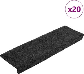vidaXL 20 db öntapadós lépcsőszőnyeg, sötétszürke, téglalap alakú széllel, 65 x 21 x 4 cm