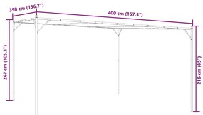 fehér szövet és acél pavilon 4 x 4 m 180 g/m²