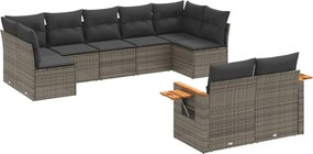 vidaXL 9 részes szürke polyrattan kerti ülőgarnitúra párnákkal