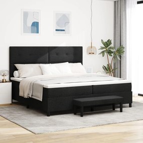 Boxspring ágy matraccal és paddal fekete 200x200 cm szövet