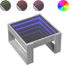 vidaXL szürke sonoma végtelen hatású LED-es dohányzóasztal 50x53x30 cm