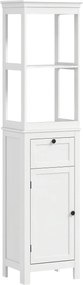 HOMCOM Fürdőszoba Oszlopszekrény Fiókkal, Állítható Polcokkal és 2 Rekesszel 40x30x165 cm Fehér | Aosom