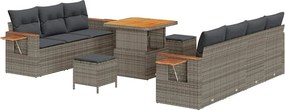 vidaXL Kerti Kanapé Szett 10 pcs Szürke Poli rattan és porfestett acél