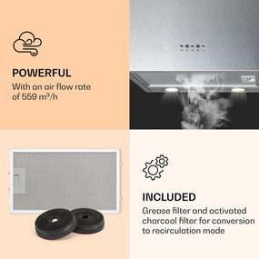 Klarstein Monumenta, falra szerelhető páraelszívó, alumínium, 559 m³/ó, LED, B energiahatékonysági osztály