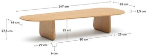 Natúr színű tölgyfa dohányzóasztal 64x146 cm Pirita – Kave Home