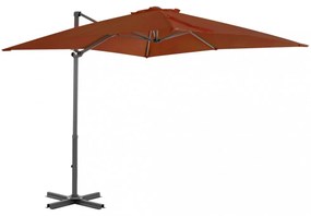 terrakotta színű konzolos napernyő alumíniumrúddal 250 x 250 cm
