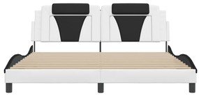 fehér és fekete ágykeret Viana LED-ekkel matrac nélkül 180 x 200 cm