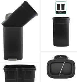 Matt fekete acél pedálos szemetes 50 l Akira – Spirella