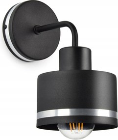 Fali lámpa Loft Fekete Led Ezüst csíkok