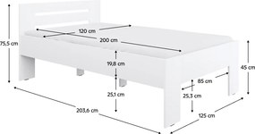 Ágy, 120x200, fehér, BASIS