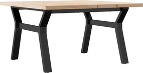 vidaXL tömör fenyőfa és acél Y-vázú dohányzóasztal 80x80x45,5 cm