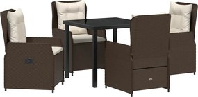 vidaXL Kert étkező szett 5 pcs Barna polirattan