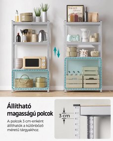 SONGMICS 2 db nagy teherbírású tárolóállvány, 4 állítható polccal, 80 x 40 x 160 cm, 520 kg/állvány, ezüst
