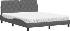vidaXL ágy matraccal Sötét szürke 160x200 cm szövet