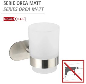 Matt ezüstszínű öntapadós üveg fogkefetartó pohár Orea – Wenko
