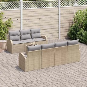 Kerti Kanapé Szett 8 pcs Bézs 55 x 55 x 37 cm polirattan