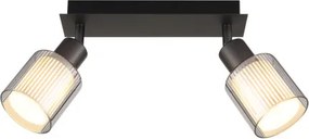 Globo 54456-2 Fali lámpa, matt fekete fém, krómozott/fehér üveg, HxSzxM: 280x80x186 mm, 2xE14 25W 230V izzók nélkül
