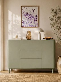 Elivo komód 150 cm fiókokkal lábakon - eukaliptusz / baltic dune tölgy