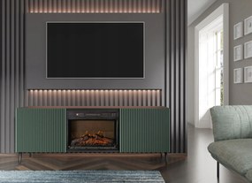 Ravenna 2D Rtv szekrény 170 cm elektromos kandallóval fekete zöld