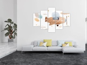 Kép - Akvarell elefánt egy repülőgépen (150x105 cm)